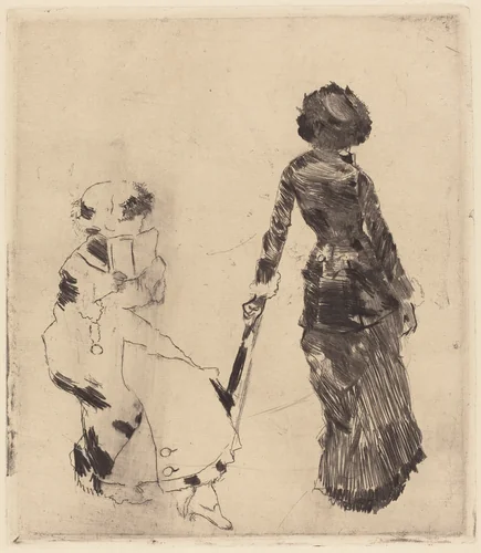 Mary Cassatt at the Louvre: The Etruscan Gallery by Edgar Degas, print, 1879-1880