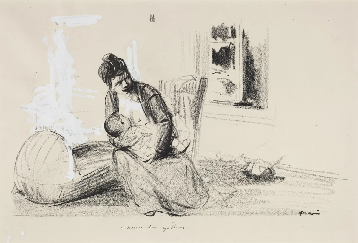 L'heure des gothas by Jean-Louis Forain, drawing, 1914-1919