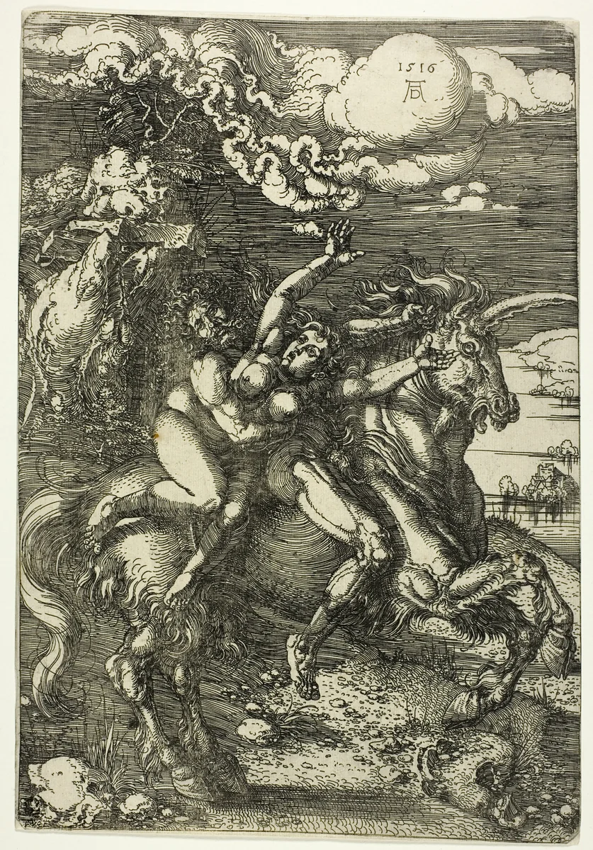 The Abduction of Proserpine on a Unicorn by Albrecht Dürer, print, 1540-1550