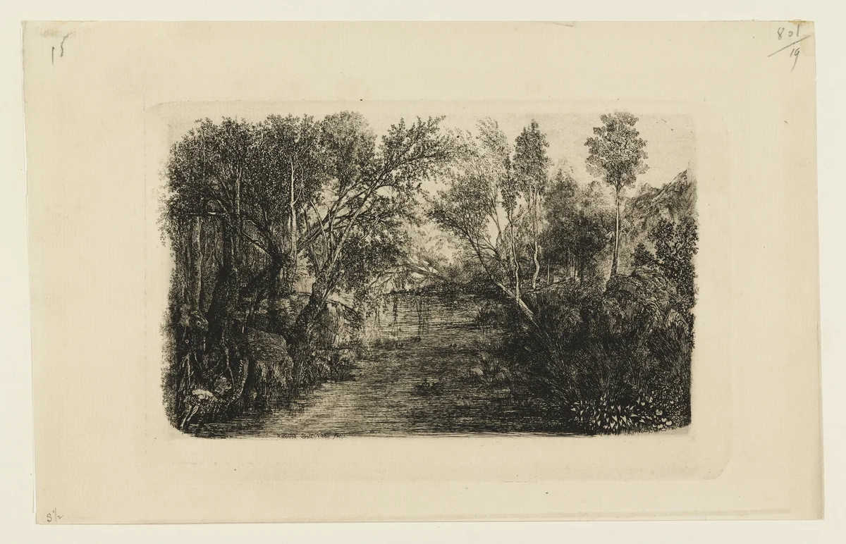 The Creek by Rodolphe Bresdin, print, 1880