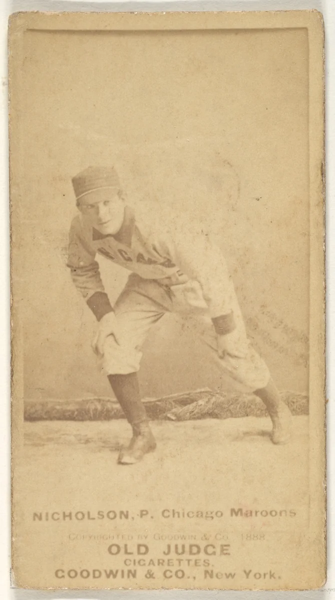 Nicholson, Pitcher, Chicago, from the Old Judge series (N172) for Old Judge Cigarettes by Goodwin & Company, photograph, 1888
