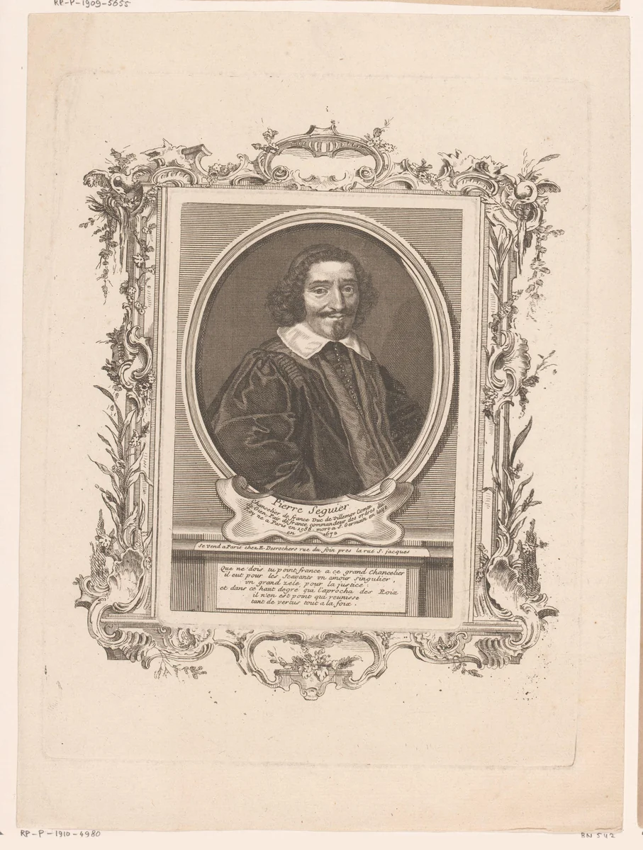 Portret van Pierre Séguier by Étienne Desrochers, print, 1726