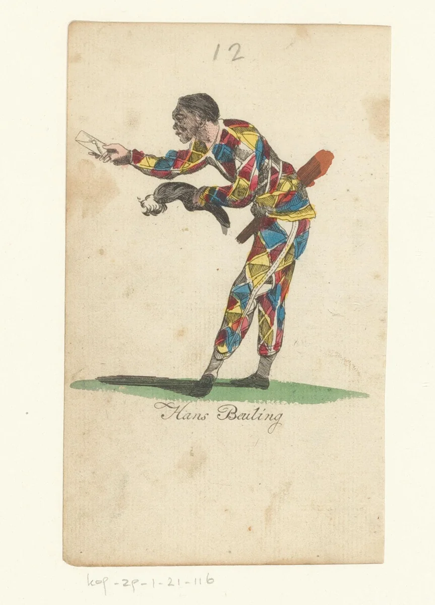 Straatartiest Hans Beuling by anonymous, print, 1821-1829