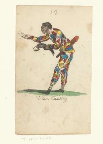 Straatartiest Hans Beuling by anonymous, print, 1821-1829