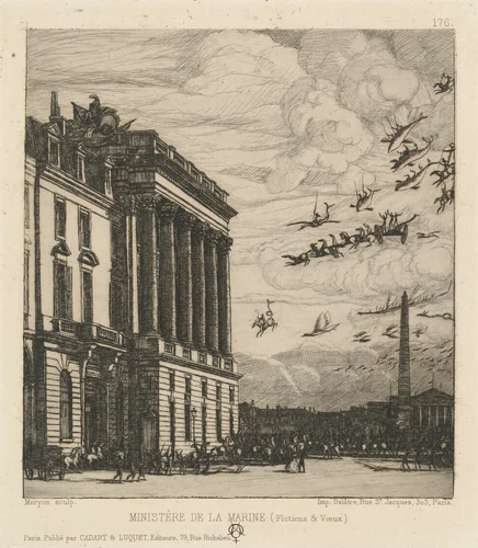 Le Ministère de la Marine, Paris (The Admiralty, Paris) by Charles Meryon; Auguste Delâtre; Cardart & Luquet, print, 1865
