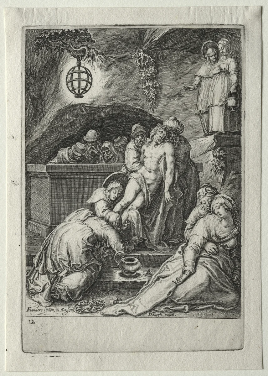 Passion Set: Burial of Christ by Zacharias Dolendo, print, 1596