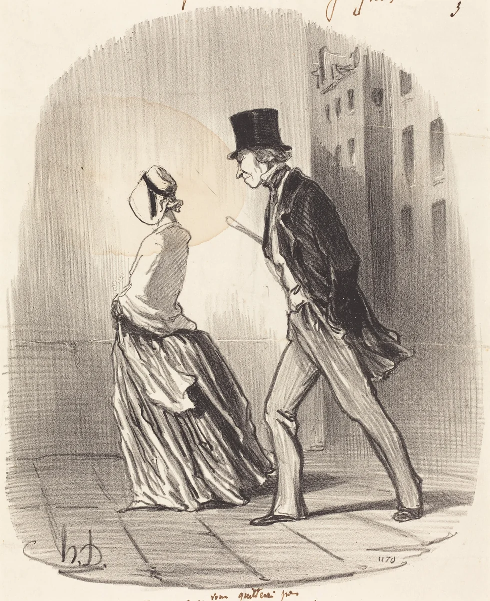 Non, madame, je ne vous quitterai pas... by Honoré Daumier, print, 1848
