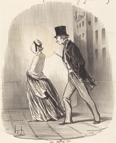 Non, madame, je ne vous quitterai pas... by Honoré Daumier, print, 1848
