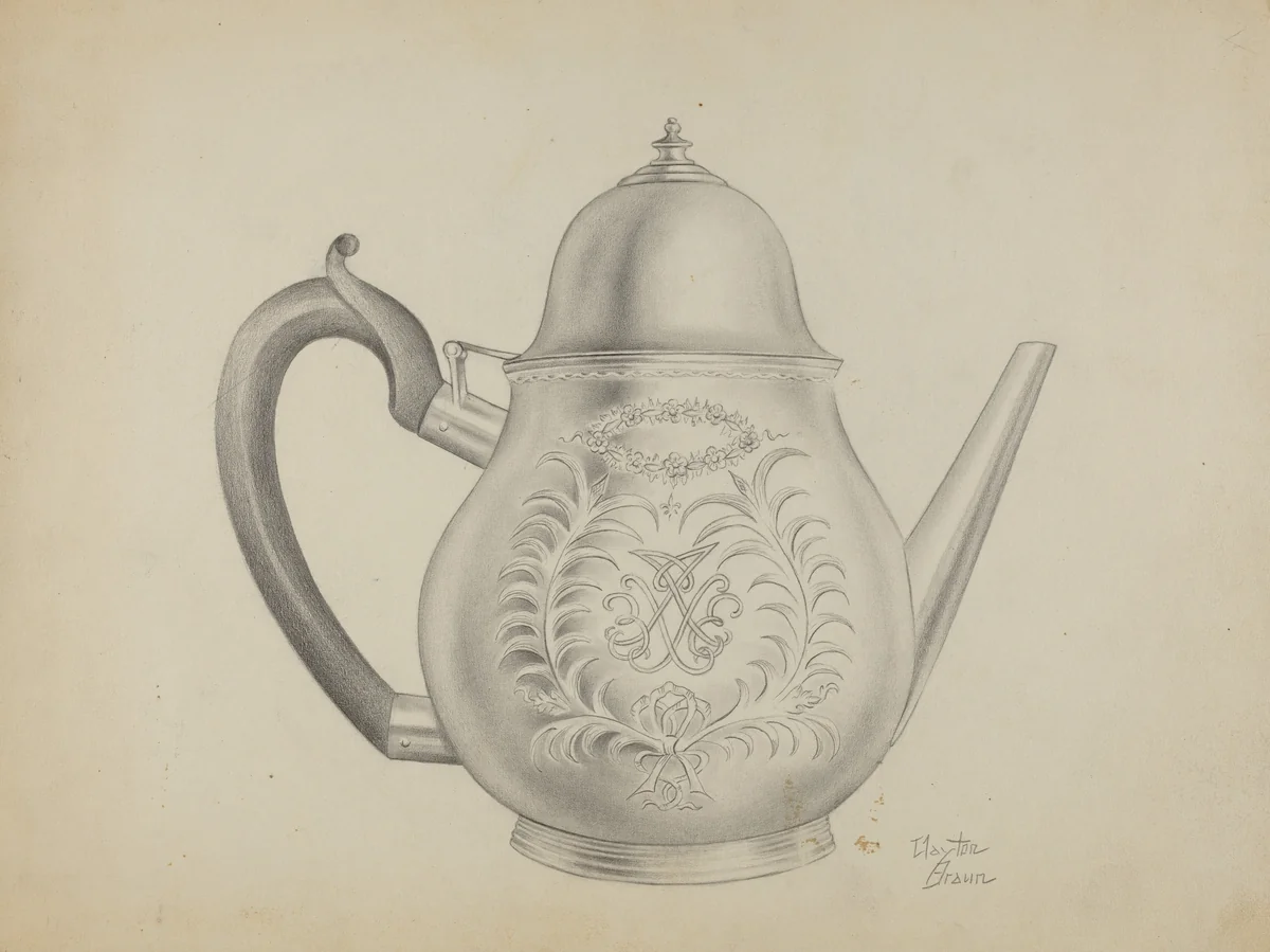 Silver Teapot by Clayton Braun, index of american design, 1935-1942