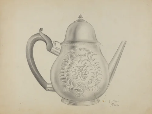 Silver Teapot by Clayton Braun, index of american design, 1935-1942
