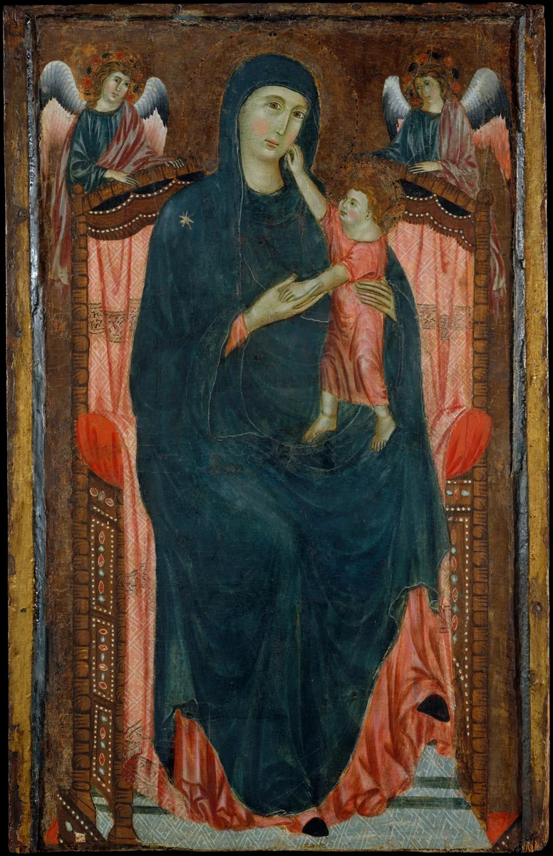 Madonna and Child Enthroned with Angels by Master of Varlungo, painting, 1275-1299