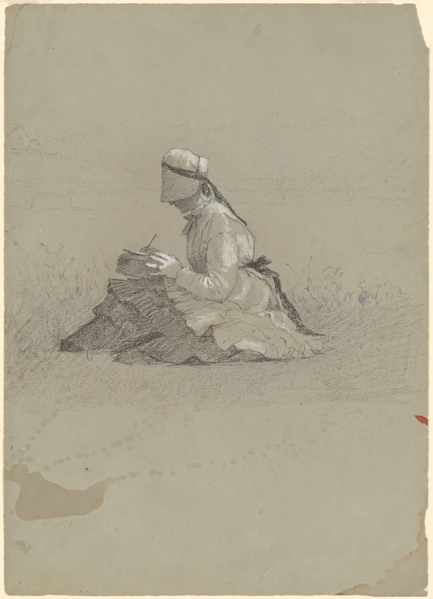 Young Lady Writing by Enoch Wood Perry, Jr., drawing, 1865-1875