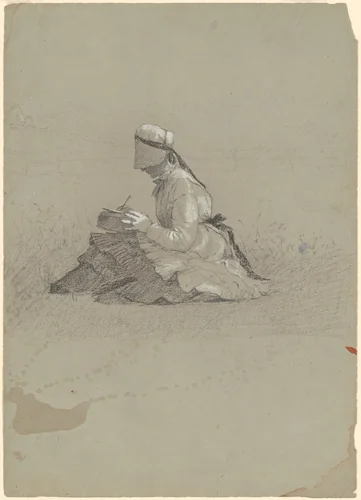 Young Lady Writing by Enoch Wood Perry, Jr., drawing, 1865-1875