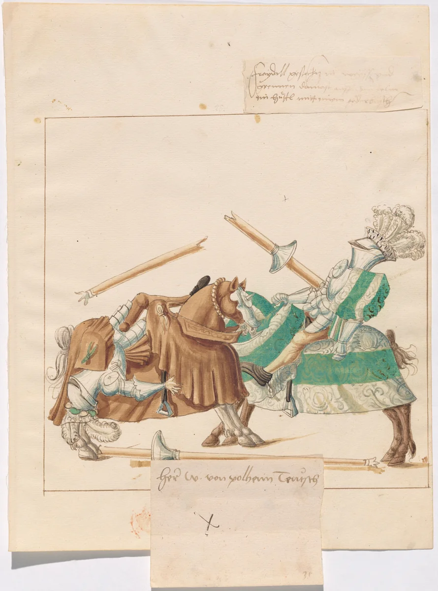 German Joust of Peace by German 16th Century, drawing, 1515
