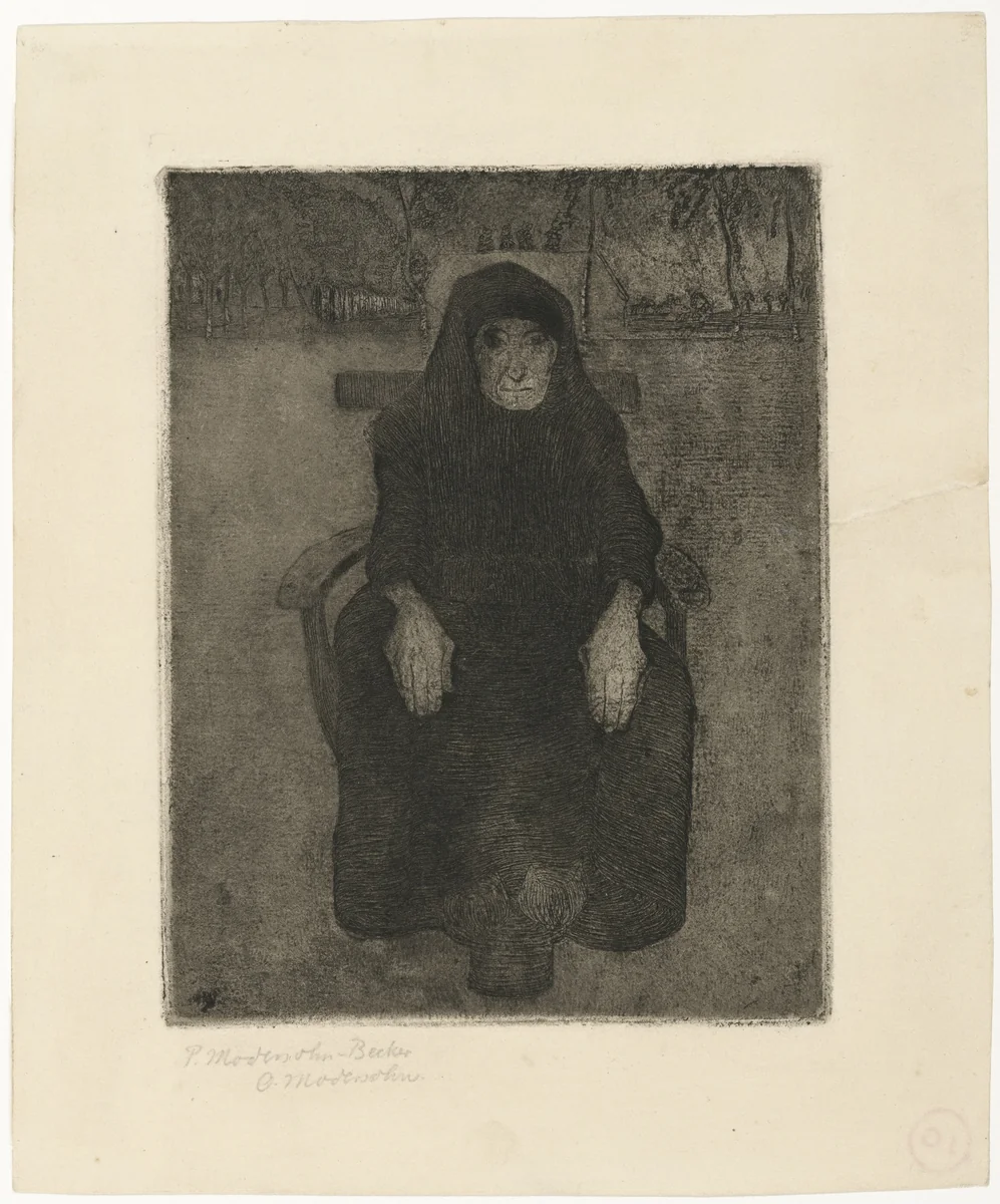 Seated Old Woman (Sitzende Alte) by Paula Modersohn-Becker, print, 1899