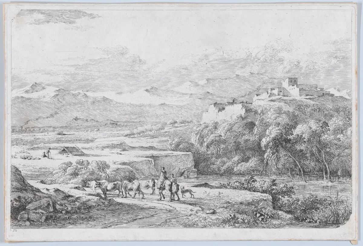 Landscape after Van der Cabel by Jean Jacques de Boissieu, print, 1768-1778
