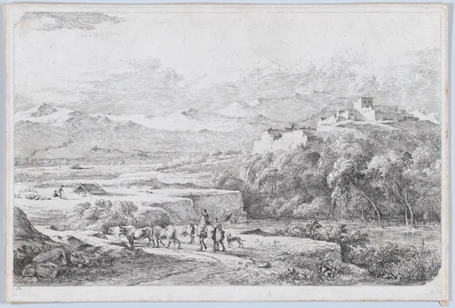 Landscape after Van der Cabel by Jean Jacques de Boissieu, print, 1768-1778