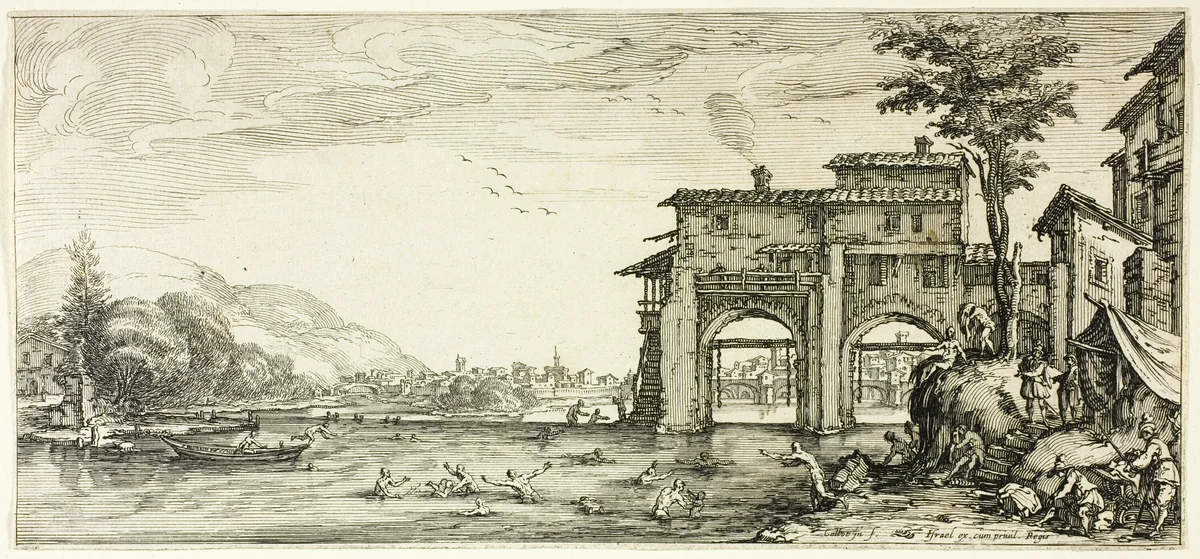The Bathers, from Various Scenes Designed in Florence by Jacques Callot, print, 1618-1620