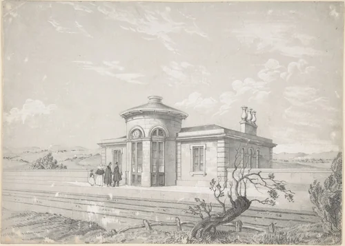Design for a Railroad Station by anonymous, drawing, 1800-1899