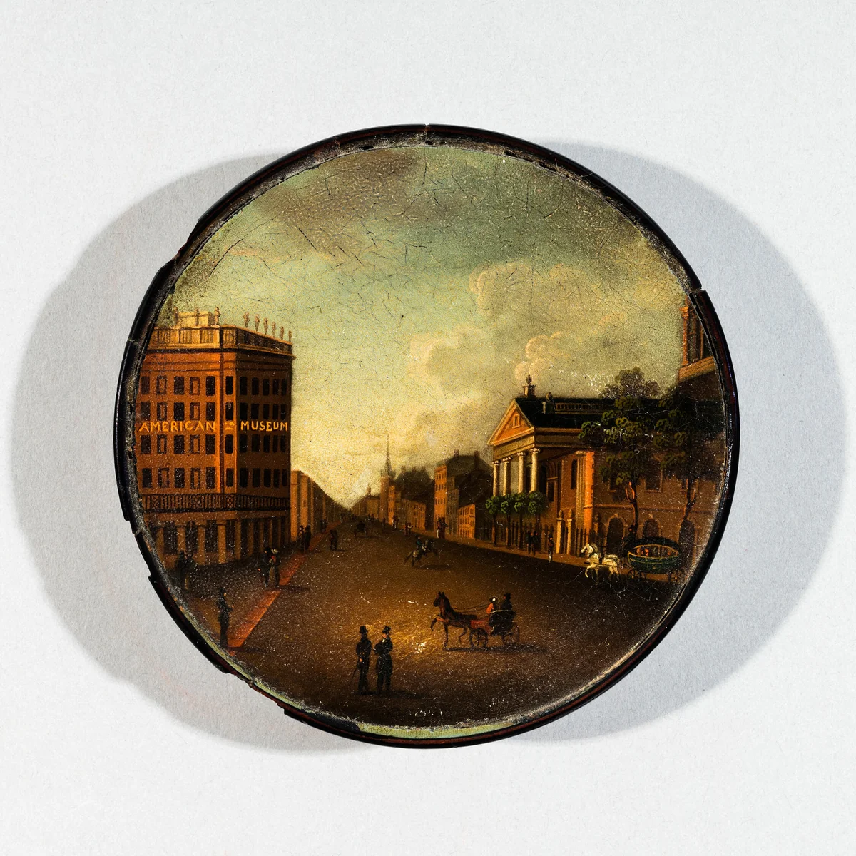 Box with painted lid by Hudson River School, painting, 1801-1900