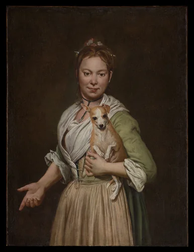 A Woman with a Dog by Giacomo Ceruti, painting, 1740-1749