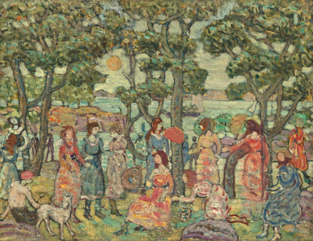 Landscape with Figures by Maurice Prendergast, painting, 1921