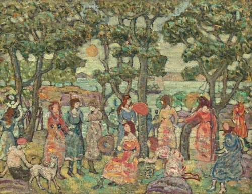 Landscape with Figures by Maurice Prendergast, painting, 1921