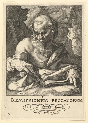 St. Simon, from "Christ, the Apostles and St. Paul with the Creed" by Hendrick Goltzius, print, 1584-1594