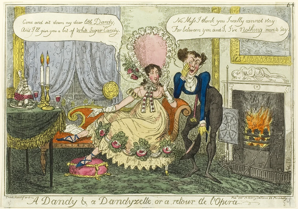 A Dandy & a Dandyzette by George Cruikshank, print, 1818