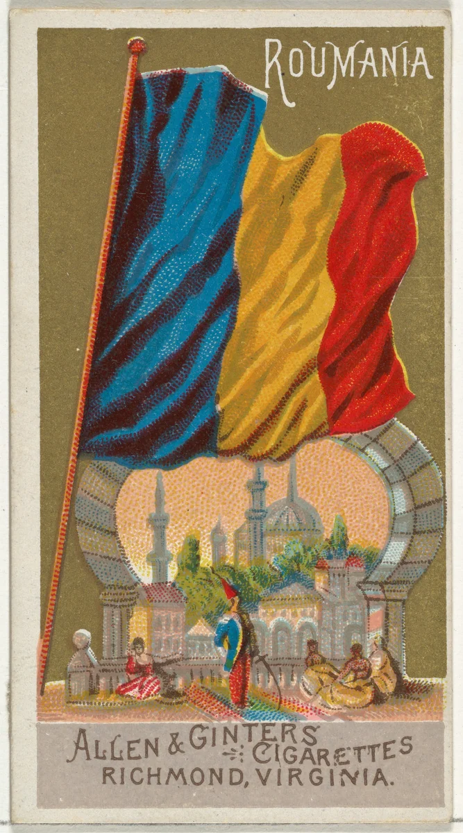 Romania, from Flags of All Nations, Series 1 (N9) for Allen & Ginter Cigarettes Brands by Allen & Ginter, print, 1887