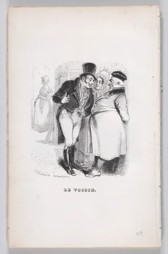 The Neighbor, from "The Complete Works of Béranger" by J. J. Grandville, print, 1836