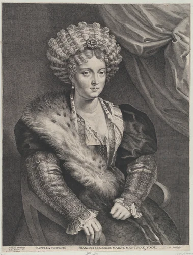 Portrait of Isabella d'Este by Lucas Vorsterman, print, 1620-1630