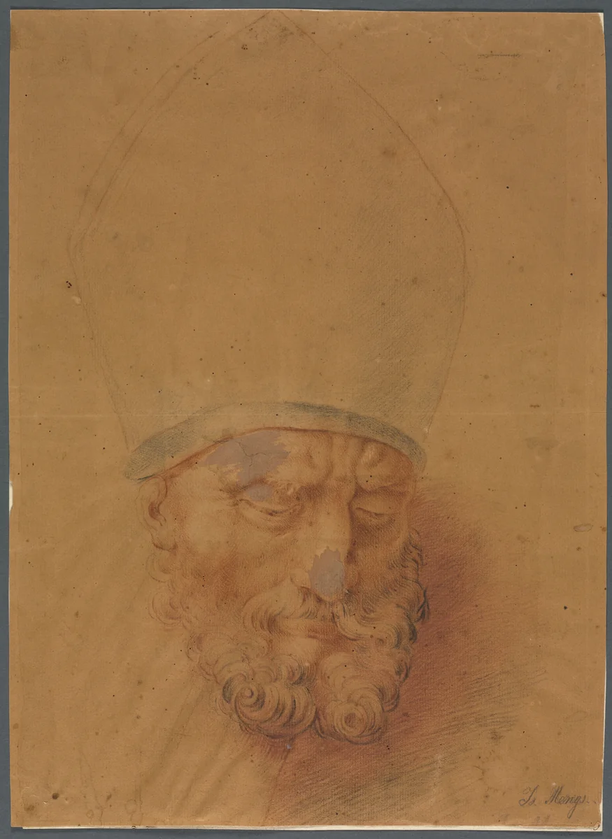 Head of a Bishop by Anton Raphael Mengs, drawing, 1728-1779