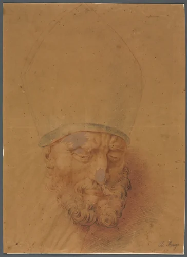 Head of a Bishop by Anton Raphael Mengs, drawing, 1728-1779