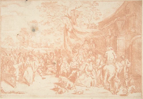 Peasants' Dance Outdoors by Karl Friedrich Wilhelm Richard, drawing, 1745-1770