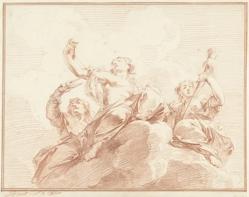 De schikgodinnen by Jacob de Wit, drawing, 1705-1754