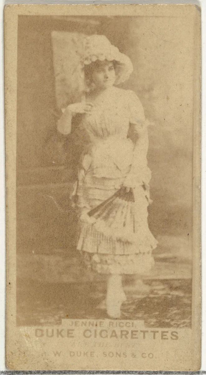 Jennie Ricci, from the Actors and Actresses series (N145-7) issued by Duke Sons & Co. to promote Duke Cigarettes by W. Duke, Sons & Co., photograph, 1880-1889