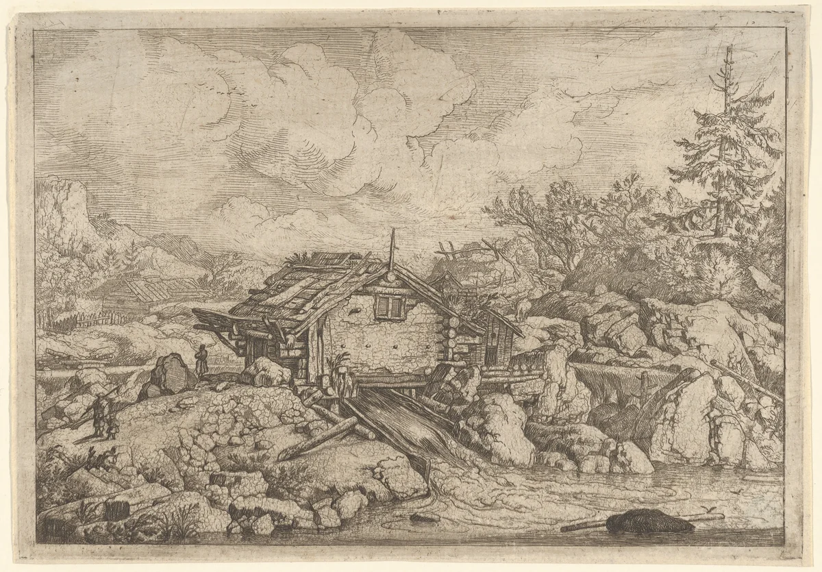 The Watermill by Allart van Everdingen, print, 1621-1675