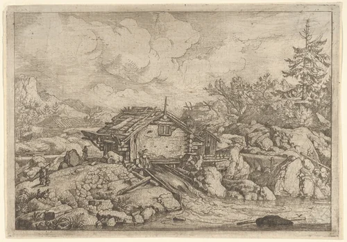 The Watermill by Allart van Everdingen, print, 1621-1675