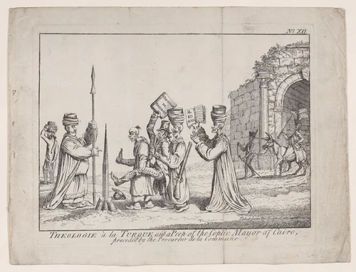 Theologie à la Turque and a Peep of the Coptic Mayor at Cairo, preceded by the Procureur de la Commune by James Gillray, print, 1799-1805