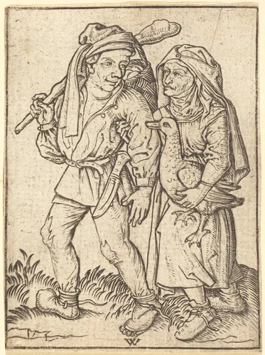 Farmer and Wife with Goose by Wenzel von Olmutz, print, 1490