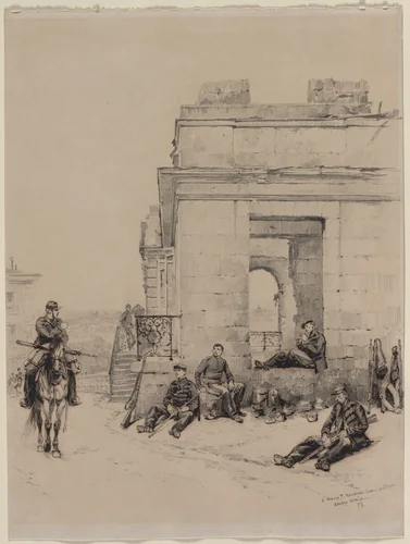 Soldiers Resting (recto) by Édouard Detaille, drawing, 1878