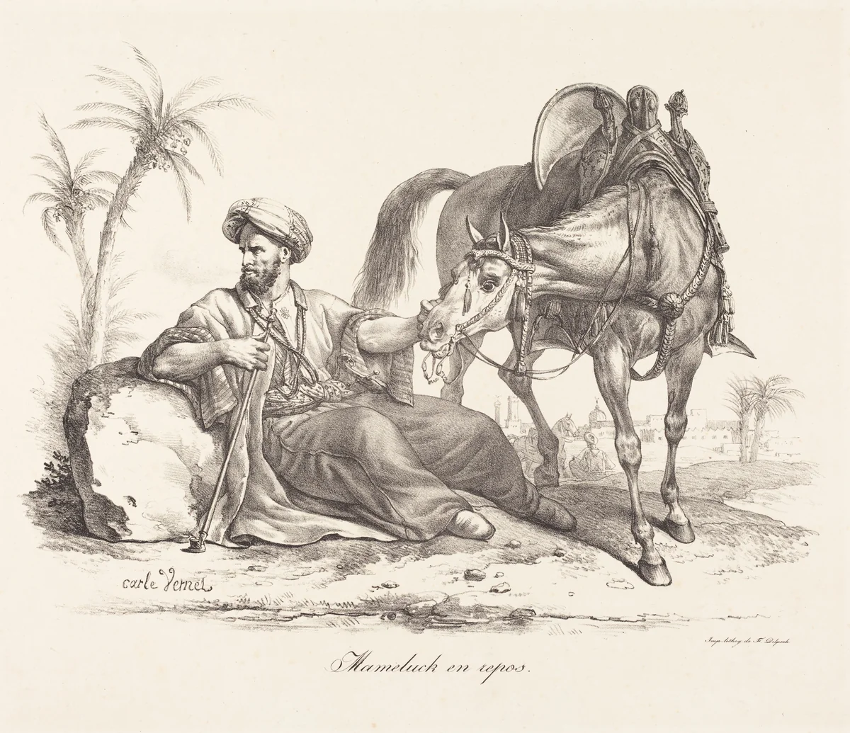 A Mameluck Resting by Carle Vernet, print, 1758-1836