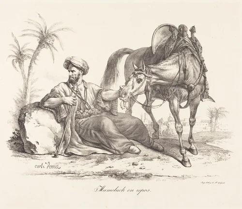 A Mameluck Resting by Carle Vernet, print, 1758-1836