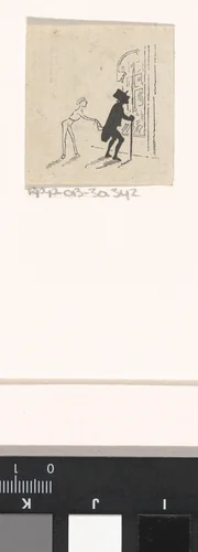 Silhouet van een man voor een etalage en een zakkenroller by Elchanon Verveer, print, 1836-1900