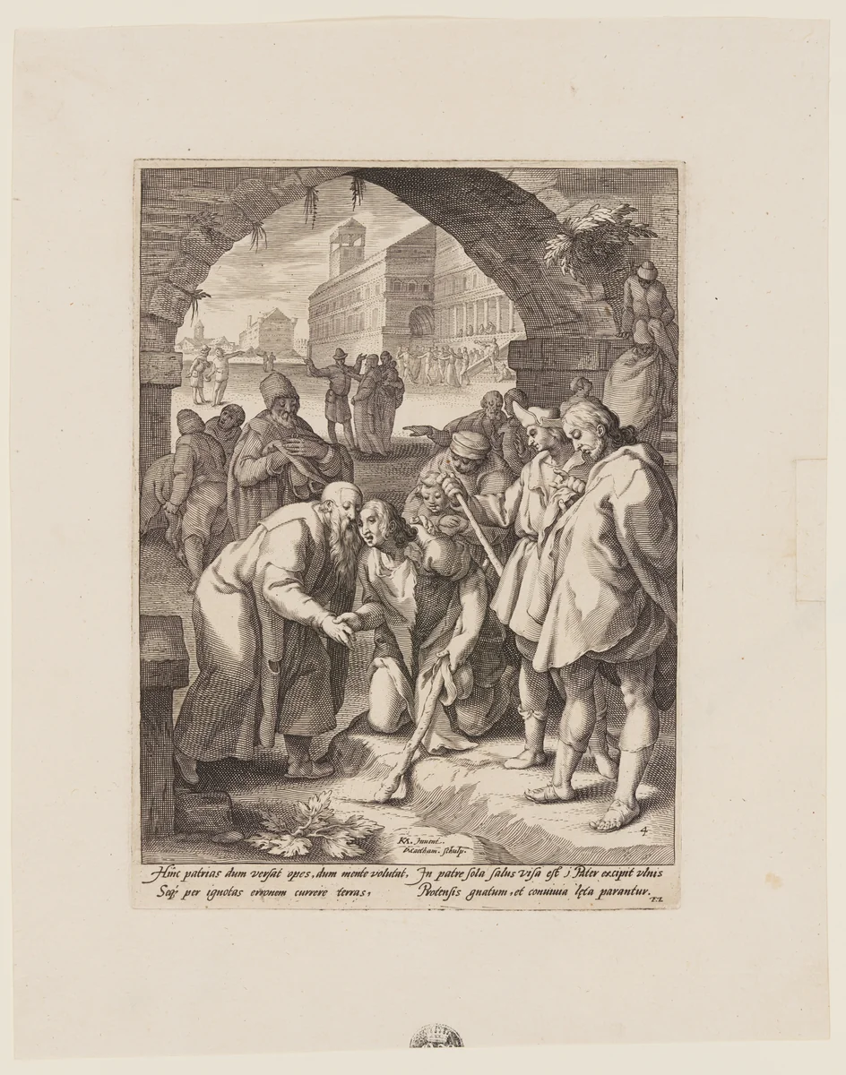 The Return of the Prodigal Son, from The History of the Prodigal Son by Jacob Matham, print, 1592