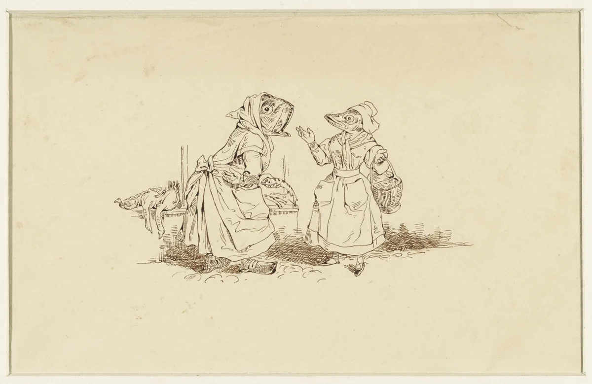 Marktscène by Wilhelm Koller, drawing, 1839-1884