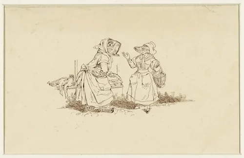 Marktscène by Wilhelm Koller, drawing, 1839-1884
