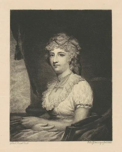 Mrs. Phillip Nicklin (Julianna Chew) by Gilbert Stuart, print, 1880
