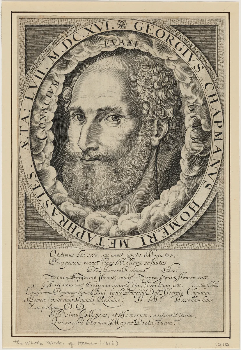 George Chapman by William Hole, print, 1616